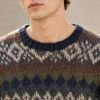Custom Fair Isle Jacquard Pattern Crewneck Knit Sweater