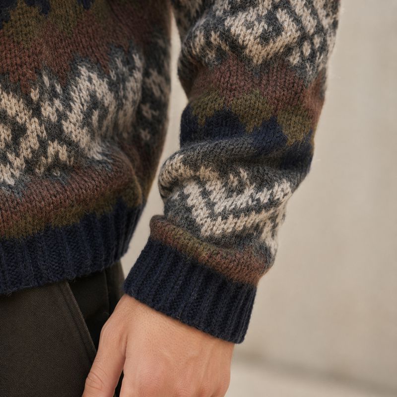 Custom Fair Isle Jacquard Pattern Crewneck Knit Sweater