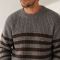 Custom Heavyweight Brown Stripe Crewneck Knit Sweater