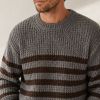 Custom Heavyweight Brown Stripe Crewneck Knit Sweater