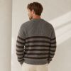 Custom Heavyweight Brown Stripe Crewneck Knit Sweater