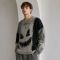 Custom Distressed Pumpkin Pattern Crewneck Knit Sweater