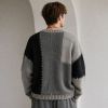 Custom Distressed Pumpkin Pattern Crewneck Knit Sweater