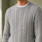 Custom Cable Knit Grey Crewneck Pullover Knit Sweater