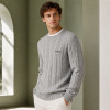 Custom Cable Knit Grey Crewneck Pullover Knit Sweater