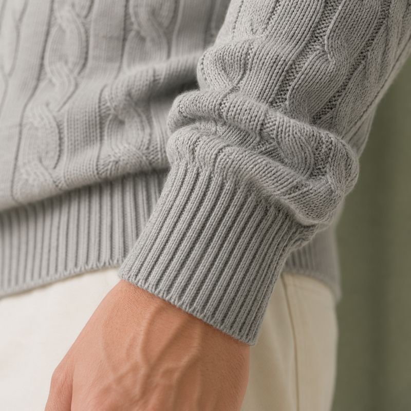 Custom Cable Knit Grey Crewneck Pullover Knit Sweater