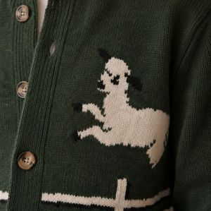 Custom Horse Motif Button Up Knit Cardigan Sweater