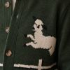 Custom Horse Motif Button Up Knit Cardigan Sweater