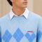 Custom Argyle Diamond Light Blue Crewneck Knit Sweater