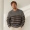 Custom Heavyweight Brown Stripe Crewneck Knit Sweater