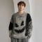 Custom Distressed Pumpkin Pattern Crewneck Knit Sweater