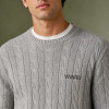 Custom Cable Knit Grey Crewneck Pullover Knit Sweater