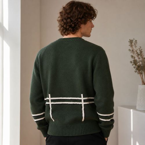 Custom Horse Motif Button Up Knit Cardigan Sweater