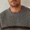 Custom Heavyweight Brown Stripe Crewneck Knit Sweater