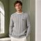 Custom Cable Knit Grey Crewneck Pullover Knit Sweater