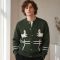 Custom Horse Motif Button Up Knit Cardigan Sweater