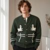 Custom Horse Motif Button Up Knit Cardigan Sweater