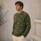Custom Mini Car Pattern Olive Green Crewneck Knit Sweater
