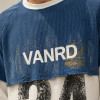 Custom Distressed Blue White Layered Waffle Knit Long Sleeve Tee