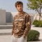 Custom Brown Camo Waffle Knit Thermal Crewneck Sweatshirt