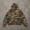 Custom Green Camo Full Zip Up Hooded Sweatshirt with Front Pocket