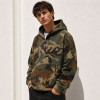 Custom Green Camo Full Zip Up Hooded Sweatshirt with Front Pocket