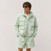 Custom Mint Green Utility Hooded Jacket and Shorts Set