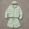 Custom Mint Green Utility Hooded Jacket and Shorts Set