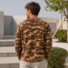 Custom Brown Camo Waffle Knit Thermal Crewneck Sweatshirt