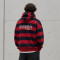 Custom Red Navy Rugby Striped Pullover Hoodie