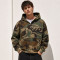 Custom Green Camo Full Zip Up Hooded Sweatshirt with Front Pocket
