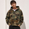 Custom Green Camo Full Zip Up Hooded Sweatshirt with Front Pocket