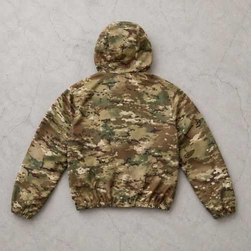 Custom Green Camo Hooded Work Jacket with Front Pockets
