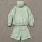 Custom Mint Green Utility Hooded Jacket and Shorts Set