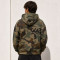 Custom Green Camo Full Zip Up Hooded Sweatshirt with Front Pocket