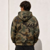 Custom Green Camo Full Zip Up Hooded Sweatshirt with Front Pocket
