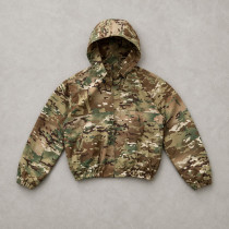Custom Green Camo Hooded Work Jacket with Front Pockets