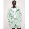 Custom Mint Green Utility Hooded Jacket and Shorts Set