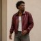 Custom Wine Red Faux Leather Bomber Jacket