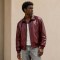 Custom Wine Red Faux Leather Bomber Jacket