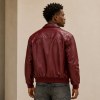 Custom Wine Red Faux Leather Bomber Jacket
