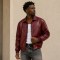 Custom Wine Red Faux Leather Bomber Jacket