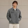 Custom Faded Grey Rose Embroidery Vintage Work Jacket