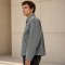 Custom Faded Grey Rose Embroidery Vintage Work Jacket