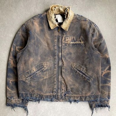 Custom Brown Distressed Cotton Work Jacket