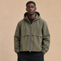 Custom Black Hooded Anorak Windbreaker Jacket