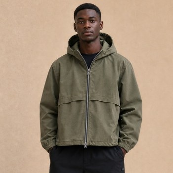 Custom Black Hooded Anorak Windbreaker Jacket