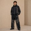 Custom Black Grey Convertible Zip-Off Nylon Tracksuit