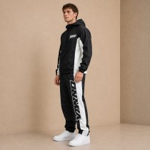Custom Black White Side Stripe Nylon Tracksuit
