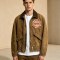 Custom Brown Distressed Corduroy Collar Work Jacket